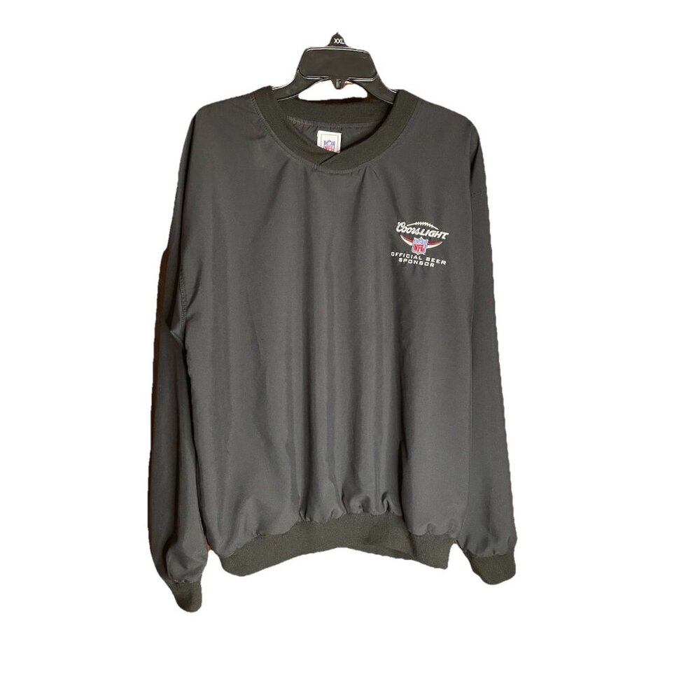 NFL Coors Light Jacket Size L Black Pullover Windbreaker Coors Beer Sponsor